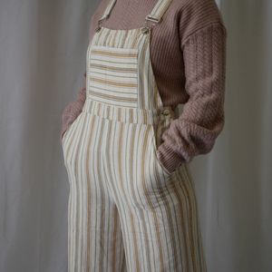 Striped cotton overalls